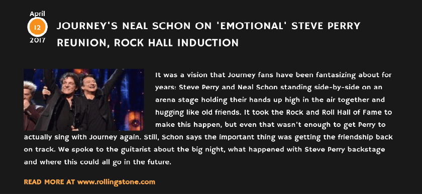 Steve Perry and Neal Schon of Journey receive Rock and Roll Hall of Fame